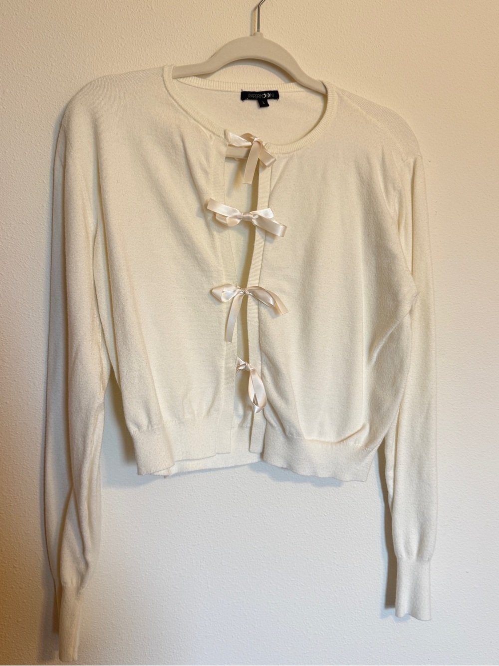 Paper moon White Bow-Front Cardigan